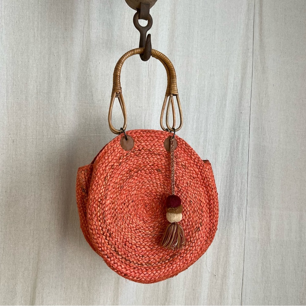 America & Beyond Burnt Sun Round Jute Bag